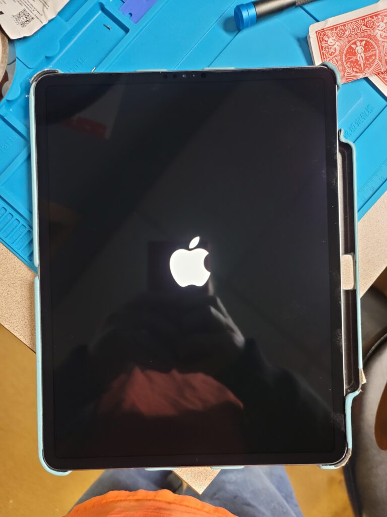 iPad displaying Apple logo on startup screen